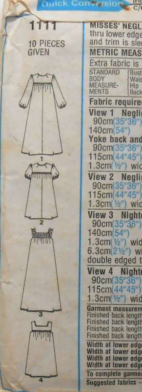 STYLE 1111 NEGLIGEE SIZE 14 BUST 92 CM NEGLIGEE COMPLETE-NIGHT GOWN INCOMPLETE