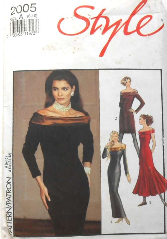 STYLE 2006 EVENING OFF SHOULDER FITTED PANELLED DRESS SIZE 6-16 COMPLETE CUT TO 16