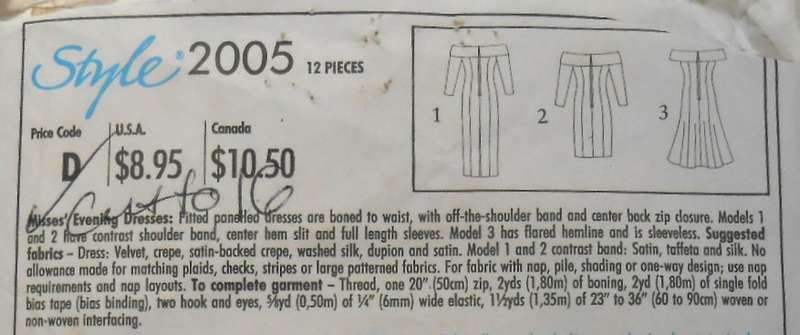 STYLE 2006 EVENING OFF SHOULDER FITTED PANELLED DRESS SIZE 6-16 COMPLETE CUT TO 16