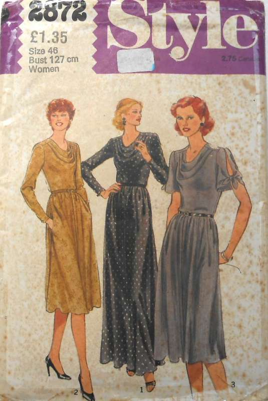 STYLE 2872 DRESS WITH COWL NECKLINE SIZE 46 BUST 127 CM COMPLETE-UNCUT-F/FOLDED