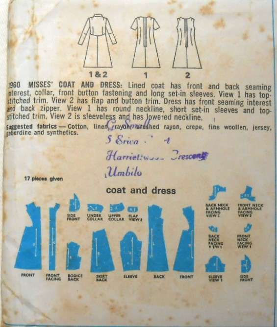 VINTAGE STYLE 3960 COAT & DRESS SIZE 14 BUST 36 COMPLETE