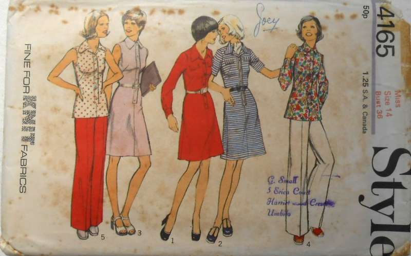 VINTAGE STYLE 4165 DRESS-TUNIC-PANTS SIZE 14 BUST 36 COMPLETE