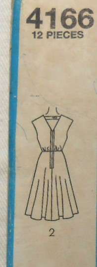 STYLE 4166 CAPPED SLEEVE DRESS-V NECKLINE SIZE 10-12-14 COMPLETE-UNCUT-F/FOLDED-ZIPLOC