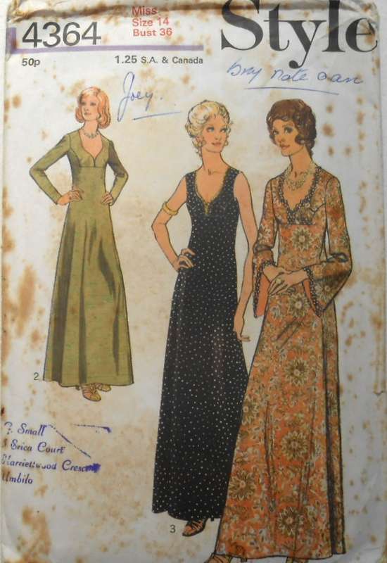 VINTAGE STYLE 4364 LINED DRESS WITH FRONT BODICE SEAMING SIZE 14 BUST 36 COMPLETE