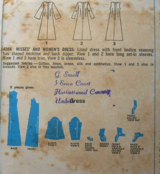 VINTAGE STYLE 4364 LINED DRESS WITH FRONT BODICE SEAMING SIZE 14 BUST 36 COMPLETE