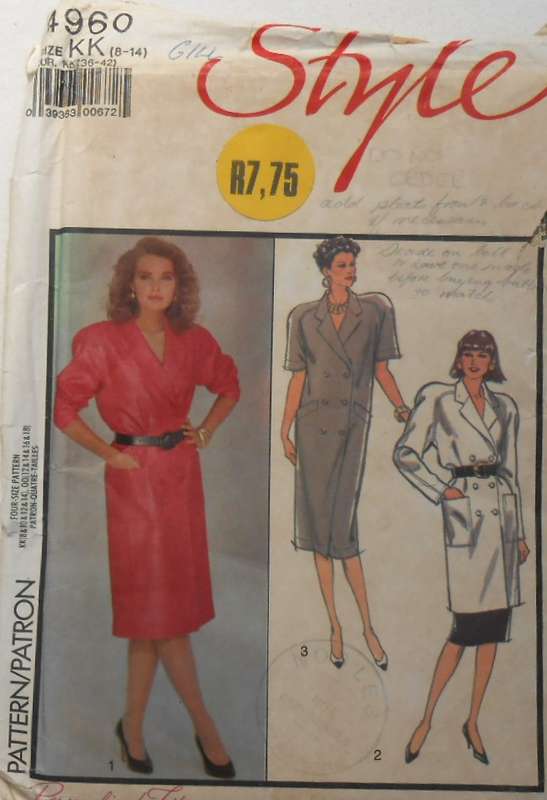 STYLE 4960 FRONT BUTTON COAT DRESS-TUNIC-SKIRT SIZE 6-14 COMPLETE-CUT TO 14