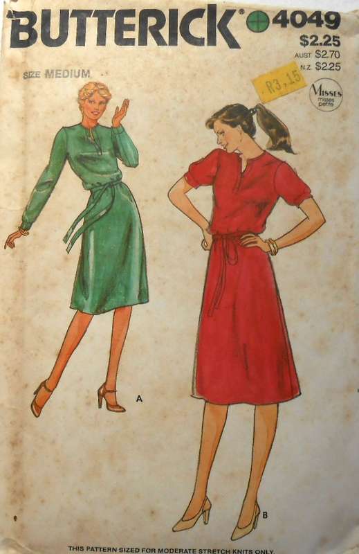 BUTTERICK 4049 SEMI FITTED DRESS & BELT SIZE MEDIUM 12-14 COMPLETE-UNCUT-F/FOLDED