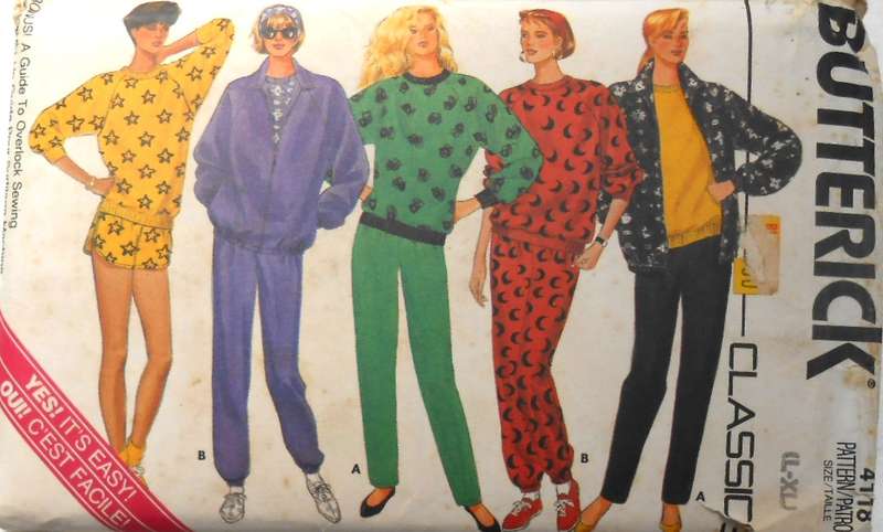 BUTTERICK 4116 TRACKSUIT JACKET-PANTS-SHORTS-TOP SIZE L-XL (16-22) COMPLETE-PART CUT TO XL