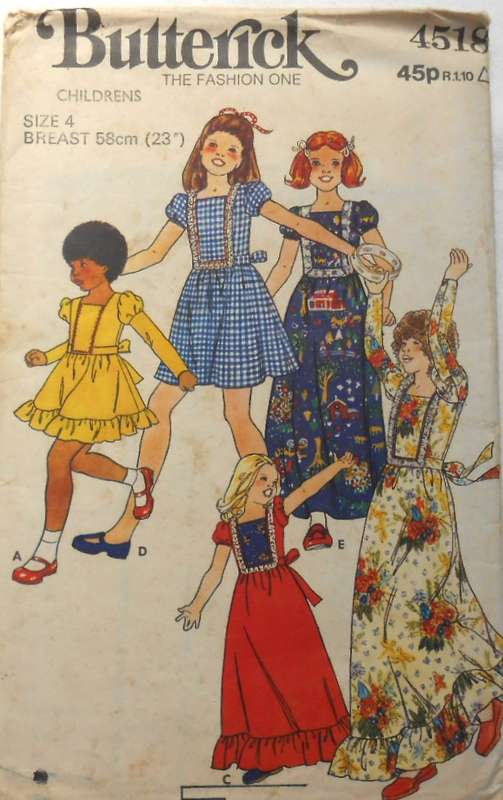 BUTTERICK 4518 GIRLS DRESS SIZE 4 YEARS BREAST 58 CM COMPLETE-UNCUT-F/FOLDED