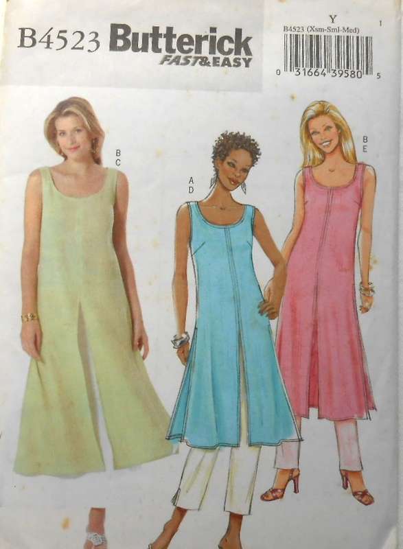 BUTTERICK B4523 TUNIC-SKIRT-PANTS SIZE XS-S-M (4-14) COMPLETE-CUT TO MEDIUM 12-14