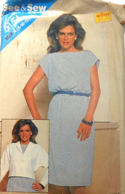 BUTTERICK 5154 LOOSE FITTING JACKET & DRESS SIZE 8-10-12 COMPLETE-UNCUT-F/FOLDED