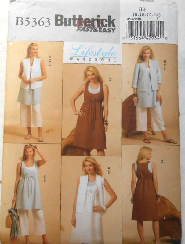 BUTTERICK B5363 JACKET-TUNIC-DRESS-PANTS SIZE 8-10-12-14 COMPLETE-CUT TO 10