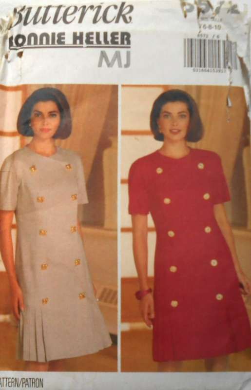 BUTTERICK 6572 FITTED DOUBLE DREASTED DRESS SIZE 6-8-10 COMPLETE-UNCUT-F/FOLDED