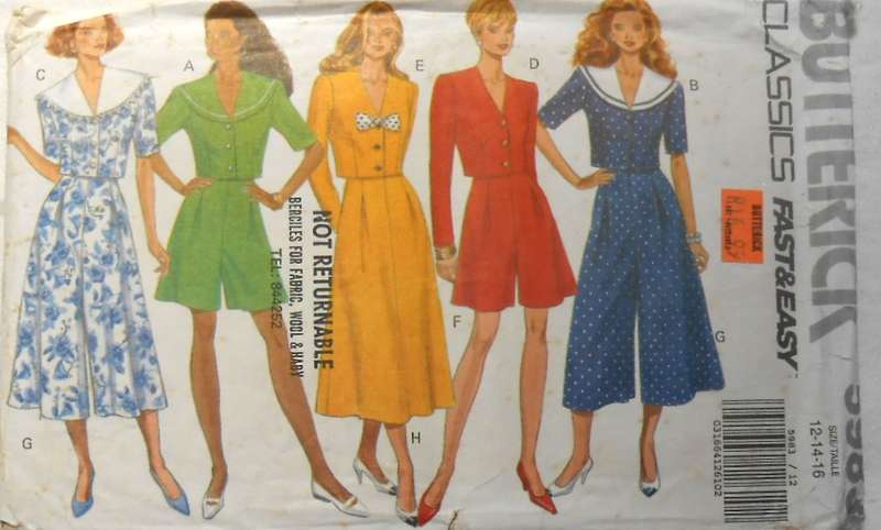 BUTTERICK 5983 TOP-SPLIT SKIRT-SKIRT SIZE 12-14-16 COMPLETE-UNCUT-F.FOLDED