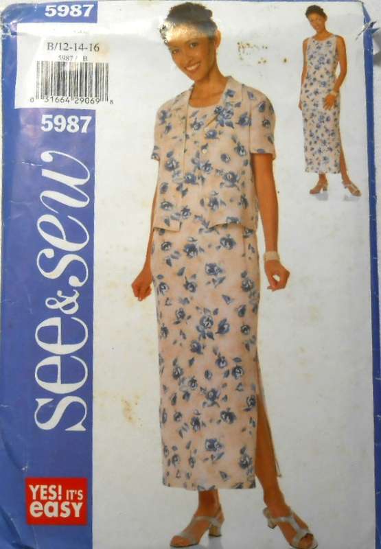 BUTTERICK 5987 TOP & DRESS SIZE 12-14-16 COMPLETE CUT TO 16