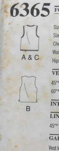 NEW LOOK PATTERNS 6365 UNISEX WAISTCOAT OR GILET SIZES S-XL (34-48) COMPLETE-CUT TO XL (46-48)