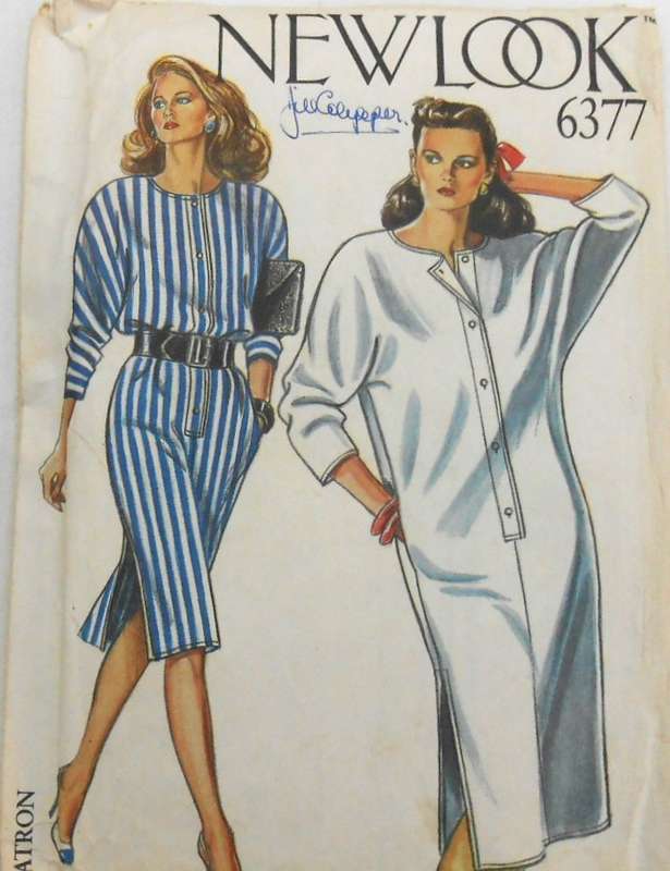 NEW LOOK PATTERNS 6377 LOOSE FITTING DRESS WITH DOLMAN SLEEVES SIZES 8-18 COMPLETE CUT TO 14