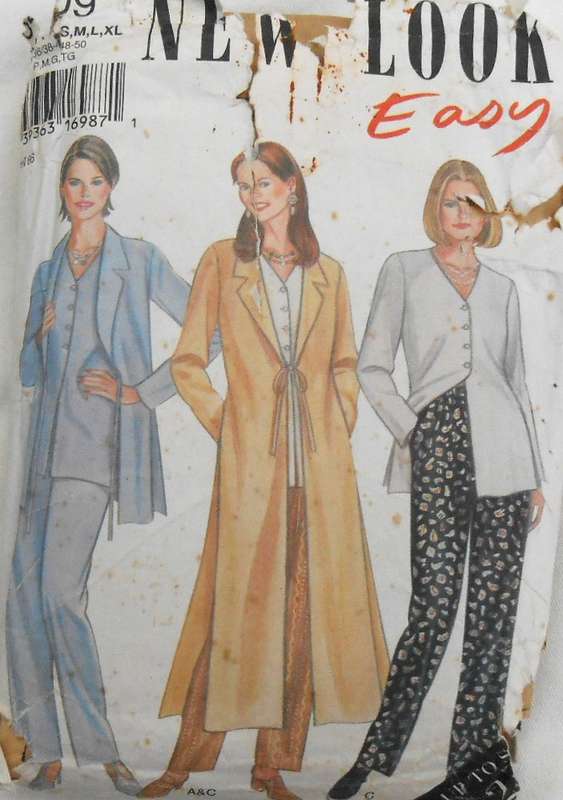 NEW LOOK PATTERNS 6409 COAT-TOP-PANTS SIZES S-M-L-XL (10-24) COMPLETE CUT TO S (10-12