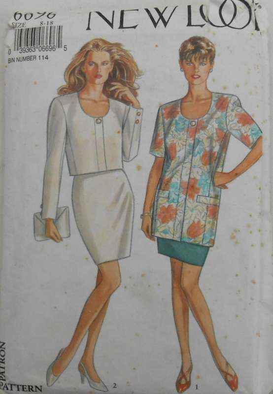 NEW LOOK PATTERNS 6696 BOLERO-LONG TOP-SKIRT SIZES 8-18 COMPLETE-CUT TO 8/10