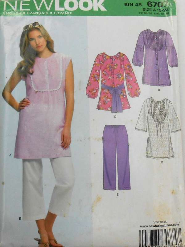 NEW LOOK PATTERNS 6707 TOP WITH BODICE FEATURESASH-PANTS SIZES 10-22 COMPLETE-CUT TO 12