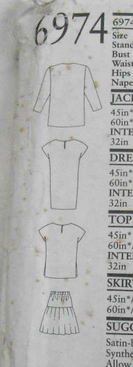 NEW LOOK 6974 JACKET-TOP-TUNIC-SKIRT SIZE 8-18 COMPLETE CUT TO 16-SKIRT PATTERN UNCUT