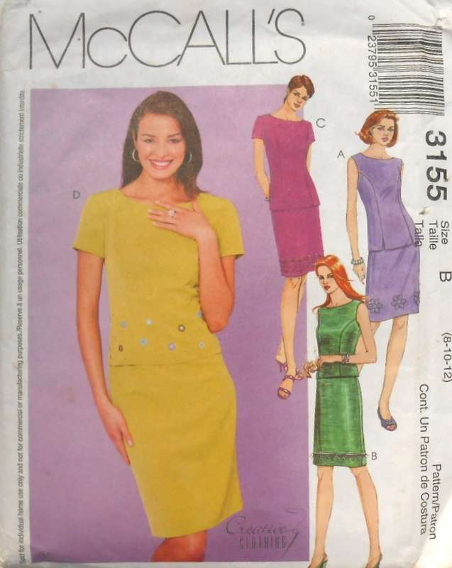 McCALLS 3155 TWO PIECE DRESS SIZE 8-10-12 COMPLETE CUT TO 12