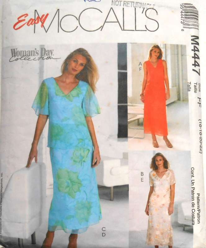 McCALLS M4447 TOPS & SKIRTS SIZE 16-18-20-22 COMPLETE CUT TO 22