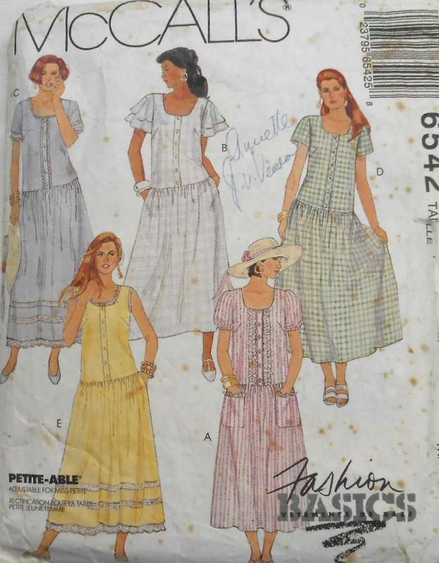 McCALLS 65420 LOOSE FITTING DROPPED WAIST DRESS SIZE 14-16-18-20 COMPLETE-UNCUT-TO 20
