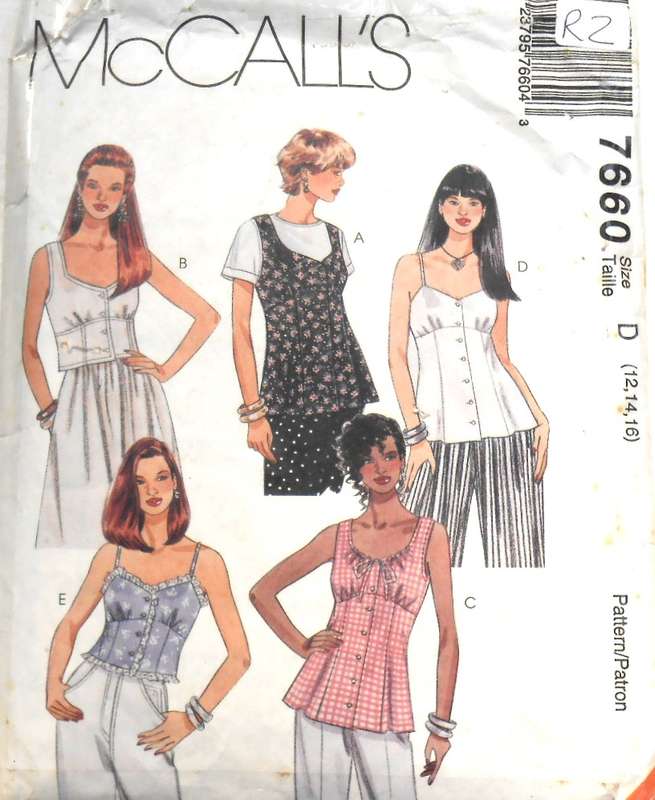 McCALLS 7660 PRINCESS SEAMED EMPIRE WAIST TOPS SIZE 12-14-16 COMPLETE-CUT TO 16