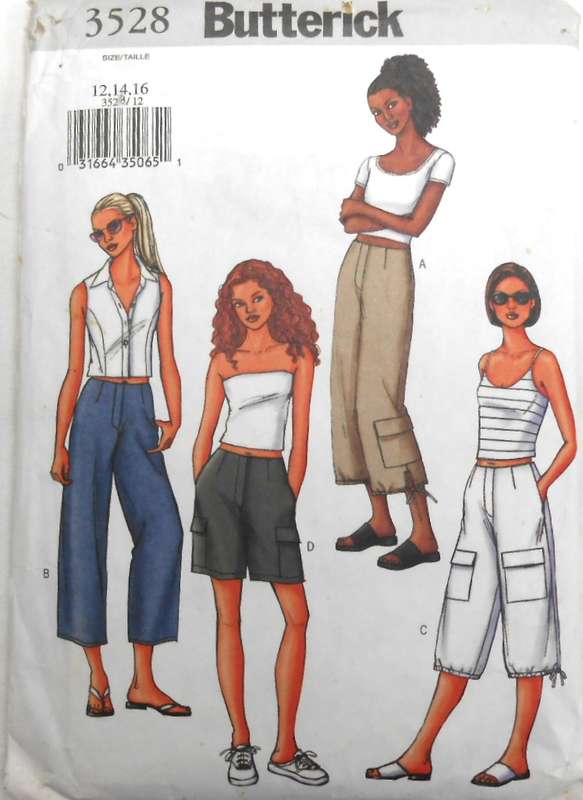 BUTTERICK 3528 LOOSE FITTING SLIGHTLY BELOW THE WAIST PANTS SIZE 12-14-16 COMPLETE-CUT TO 16