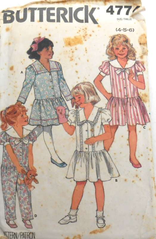 BUTTERICK 4774 GIRLS DRESS & JUMPSUIT COMPLETE- SIZE 4-5-6 YEARS