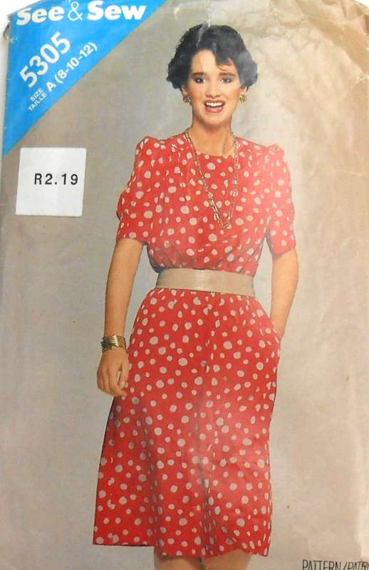 BUTTERICK 5305 DRESS WITH LOOSE FITTING BLOUSON BODICE SIZE 8-10-12-COMPLETE-CUT TO 10