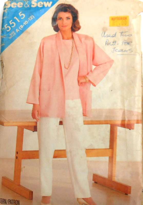 BUTTERICK 5515 JACKET-TOP-PANTS SIZE 8-10-12 COMPLETE CUT TO 12
