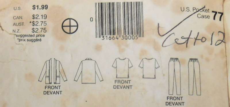 BUTTERICK 5515 JACKET-TOP-PANTS SIZE 8-10-12 COMPLETE CUT TO 12