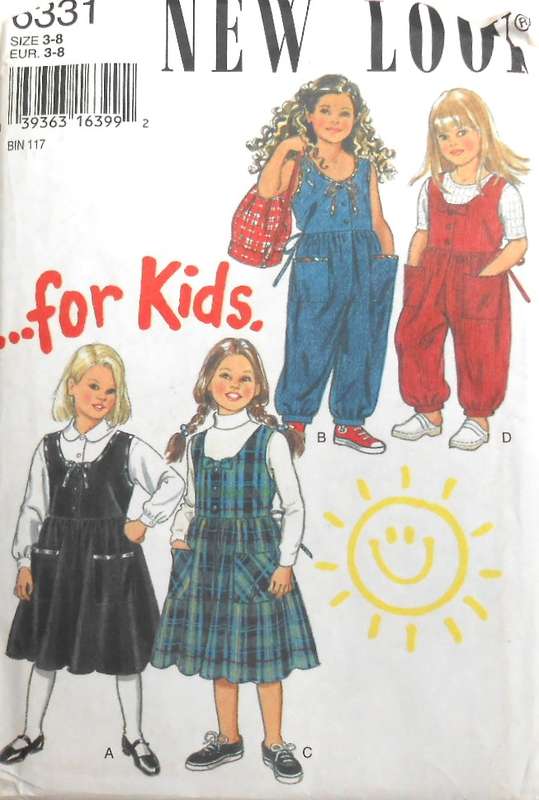 NEW LOOK 6331 KIDS DRESS-PINAFORE-JUMPSUIT SIZE 3-8 YEARS COMPLETE- DRESS PART CUT TO 8