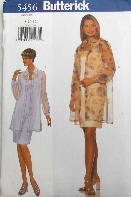BUTTERICK 5456 DRESS & OVERDRESS SIZE 8-10-12 COMPLETE-CUT TO 10