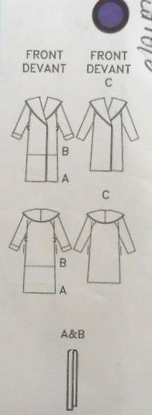 VOGUE 7342 LOOSE FIT A-LINE-LINED WRAP COAT SIZE 8-10-12 COMPLETE-CUT TO 12