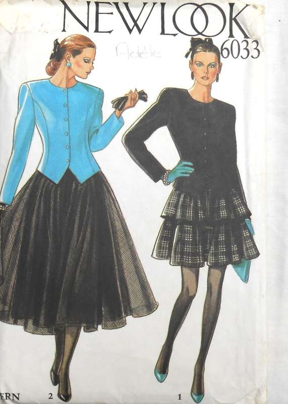 NEW LOOK PATTERNS 6033 JACKET-TIERED OR FLARED SKIRT SIZE 8-18 COMPLETE-CUT TO 18