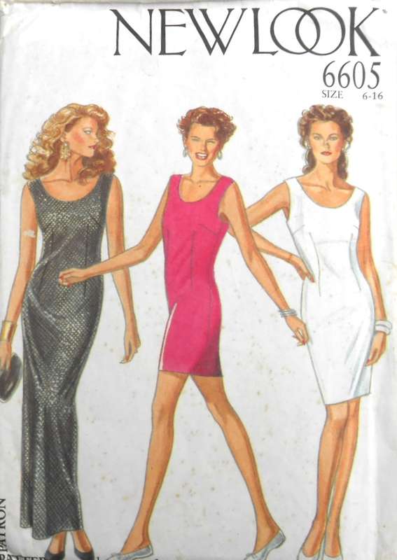 NEW LOOK PATTERNS 6605 STUNNING FITTING SHEATH DRESSES SIZE 6-16 COMPLETE-CUT TO 16