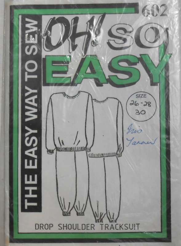OH SO EASY PATTERN 602 DROPPED SHOULDER TRACKSUIT SIZE 21-24 CHILD COMPLETE