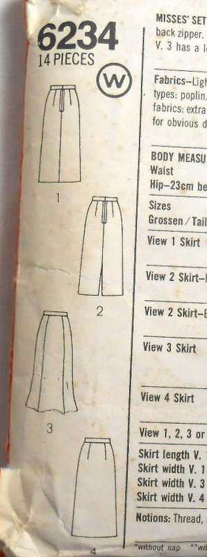 SIMPLICITY 6234 SET OF SLIM SKIRTS SIZE 10 COMPLETE