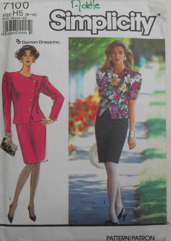 SIMPLICITY 7100 SUIT DRESS SIZE 6-14 COMPLETE CUT TO 14
