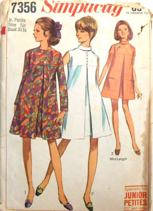 VINTAGE SIMPLICITY 7356 DRESS IN 2 LENGTHS SIZE 5PJ BUST 31 1/2 COMPLETE