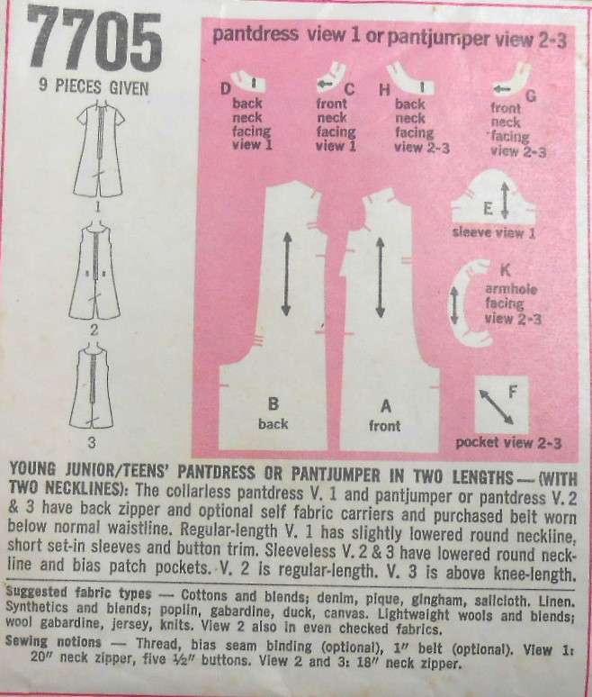 VINTAGE SIMPLICITY 7705 TEEN PANTSDRESS SIZE 9/10 BUST 31 1/2 COMPLETE