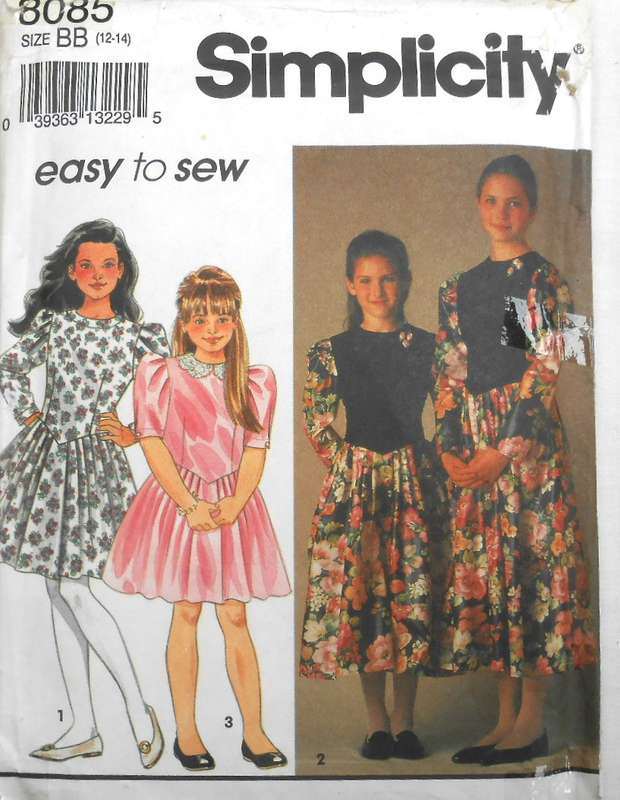 SIMPLICITY 8085 GIRLS DRESS IN 2 LENGTHS SIZE 12-14 YEARS -COMPLETE-CUT TO 14