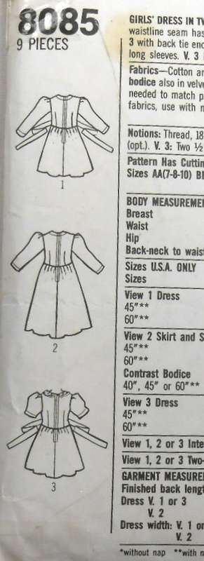 SIMPLICITY 8085 GIRLS DRESS IN 2 LENGTHS SIZE 12-14 YEARS -COMPLETE-CUT TO 14