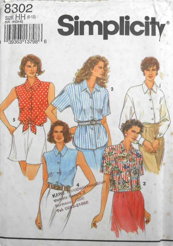 SIMPLICITY 8302 SET OF SHIRTS SIZE 6-12 COMPLETE-CUT TO 12