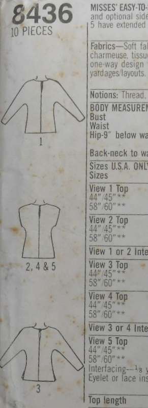 SIMPLICITY 8436 EASY TO SEW TOPS SIZE 10-12-14 COMPLETE-CUT TO 14