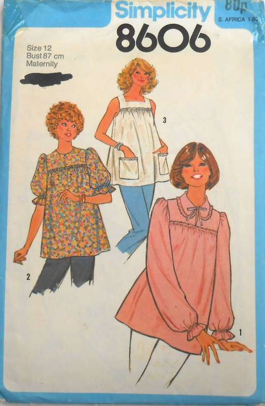 SIMPLICITY 8606 MATERNITY PULLOVER BLOUSE SIZE 12 BUST 87 CM COMPLETE