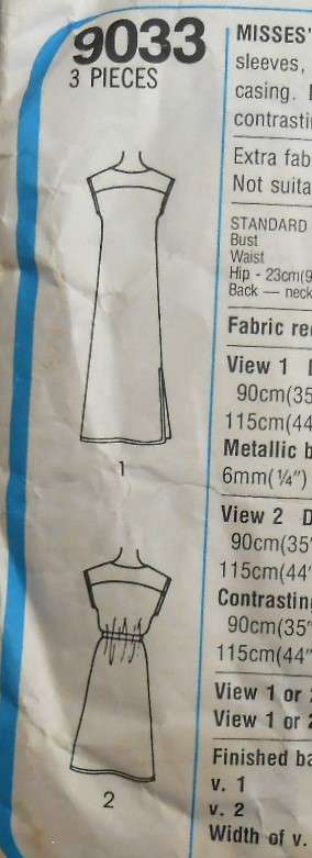 SIMPLICITY 9033 PULLOVER DRESS SIZE 10 BUST 83 CM COMPLETE